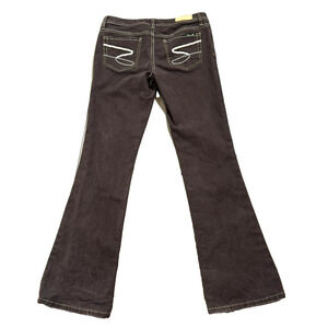 SEVEN7 Women's 30 Jeans‎ Brown Flare Cowgirl Embroidered Pockets Hippie Boho y2k